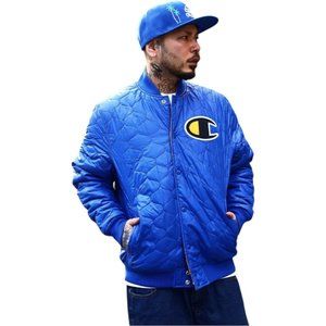 Champion Men's Puffer Reversible Winter Snow Ski Jacket Blue Gold  Men's Size L